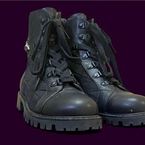 BlackCraft Cult Katrina Vegan Leather and Nylon Quilt Combat Boots